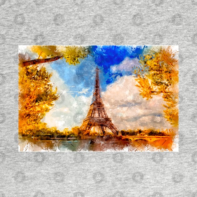 Autumn in Paris / I Love France / Watercolor Great Souvenir by Naumovski